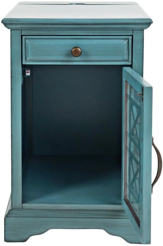 Jofran Inc. Craftsman Antique Blue Power Chairside Table-3
