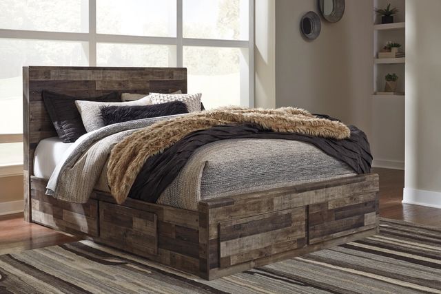 Benchcraft® Derekson 4-Piece Multi Gray Queen Panel Storage Bed Bedroom Set-5