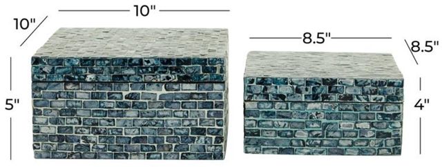Deco Marche 2-Piece Blue Handmade Box with Hinged Lid Set-2
