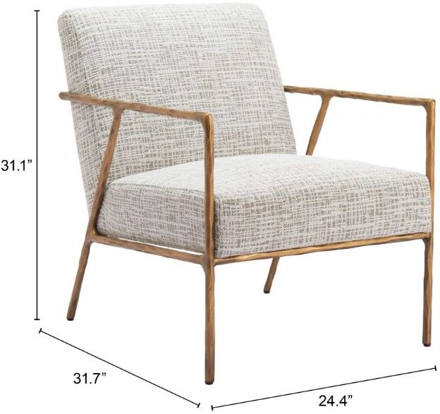 Zuo® Modern Norrebro Beige Frost/Gold Accent Chair-1