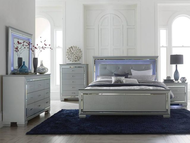 Homelegance® Allura Silver Eastern King Panel Bed with LED-1