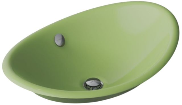 Kohler Iron Plains® Fresh Green 20.75" Oval Vessel Bathroom Sink-0