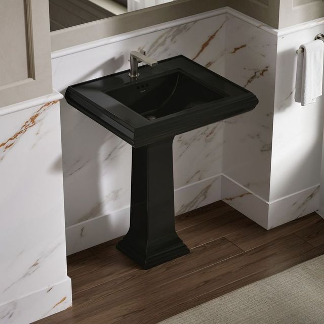 Kohler Memoirs® Classic Black 27.25" Rectangular Pedestal Bathroom Sink-2