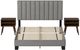 Elements International Coyote Carroll Grey King Bed with Two End Tables-1