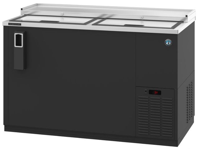 Hoshizaki Back Bar 60" 14.4 Cu. Ft. Black Vinyl Two Section Bottle Cooler with Slide Top Doors-0