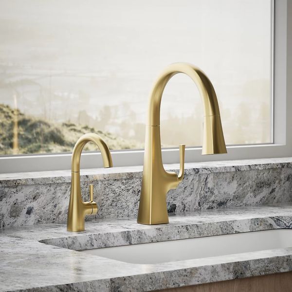 KOHLER® Vibrant Brushed Moderne Brass Transitional Beverage Faucet-2