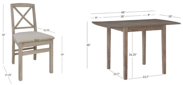 Linon Torino 3-Piece Gray Wash Drop Leaf Dining Set-3