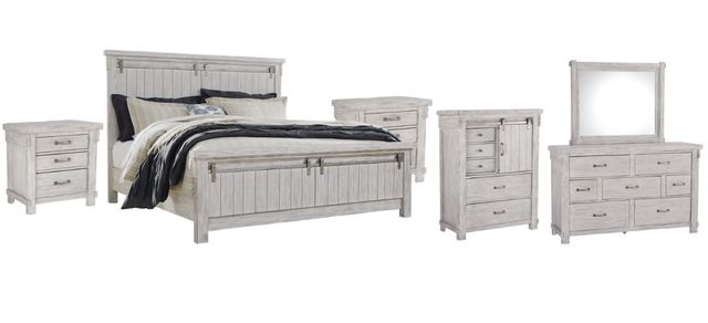 Signature Design by Ashley® Brashland 6-Piece White California King Panel Bed Set-0