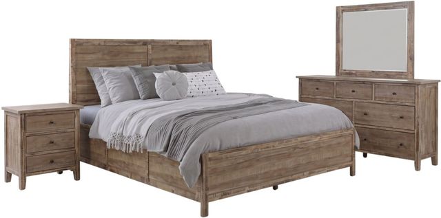 Jofran Inc. Maxton 4-Piece Wash Brown King Panel Bedroom Set-0