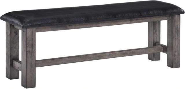 Elements International Nathan Gray Oak Upholstered Bench-0