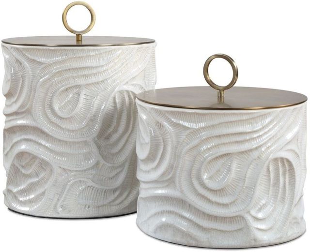 Uttermost® Ivory Tide 2-Piece Ivory/Metallic Canister Set-0