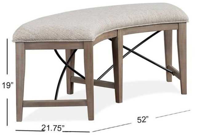 Magnussen Home® Paxton Place Baja Fog/Dovetail Gray Curved Upholstered Bench-2