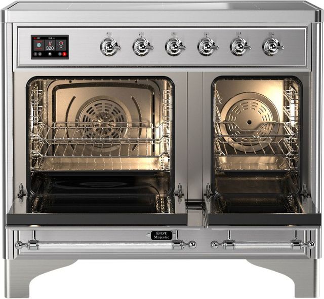 Ilve® Majestic III 40" Stainless Steel Pro Style Induction Range with Triple Glass Door and Chrome Trim-1