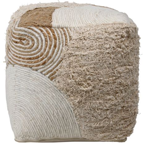 Dovetail Furniture Emmeline Ivory/Natural Pouf-1