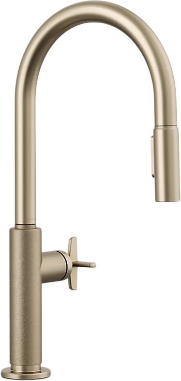 KOHLER® Billet® Vibrant Brushed Bronze Kitchen Sink Faucet with 2-Function Sprayhead and Cross Handle-0