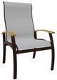 Telescope Casual Belle Isle Abalone/Kona Aluminum/Fabric Outdoor Sling Supreme Arm Chair with Teak Rustic Polymer Arm Accent-0