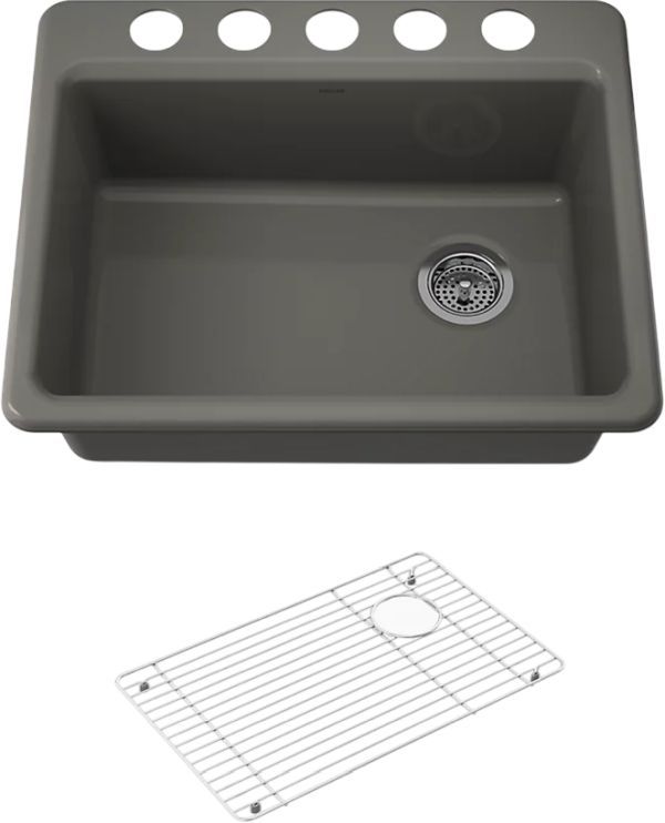 KOHLER® Riverby® Thunder Gray 27" Undermount Single-Bowl Kitchen Sink-0