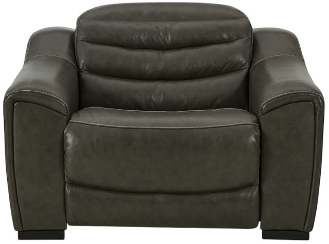 Signature Design by Ashley® Center Line Dark Gray Power Recliner and Adjustable Headrest-1