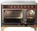 Ilve® Majestic III 48" Burgundy Pro Style Induction Range with Solid Door and Brass Trim-1