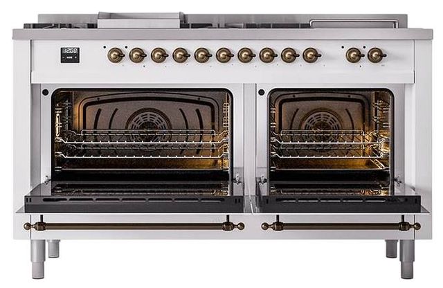 Ilve® Nostalgie II Noblesse 60'' Custom RAL Color Pro Style Dual Fuel Range with Burnished Trim-1
