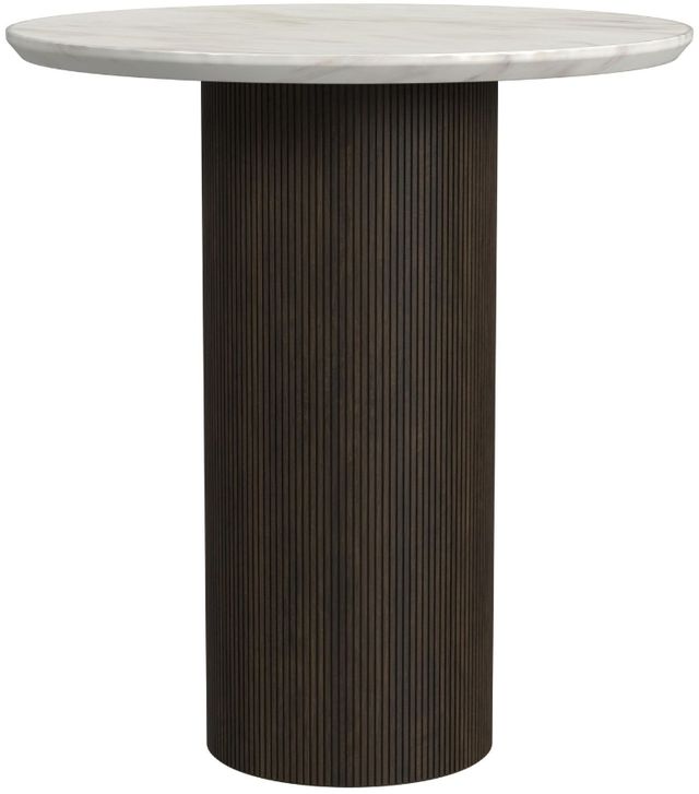 Elements International Sylvie 3-Piece White Faux Marble Top Occasional Table Set with Dark Brown Base-3