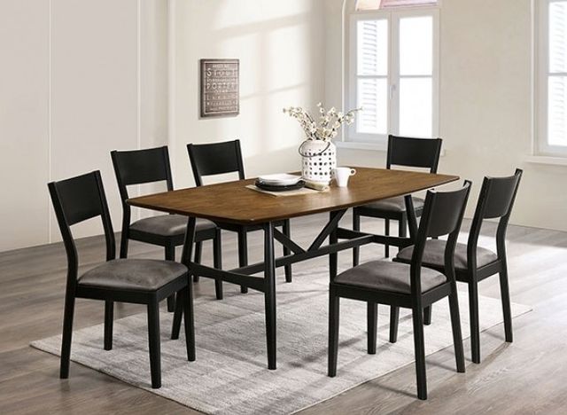 Furniture of America® Oberwil Antique Oak Dining Table with Black Legs -1