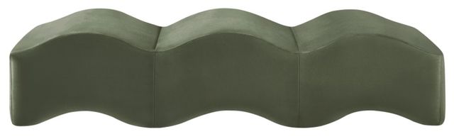 Meridian Furniture Wave Green Velvet Upholstered Bench-1