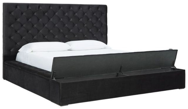 Signature Design by Ashley® Lindenfield Black Queen Upholstered Storage Bed-2