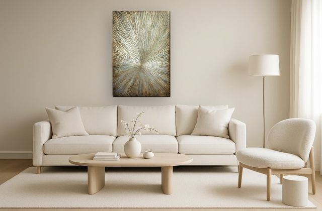 Classy Living Golden Solar Eruption Textured Wall Art-1