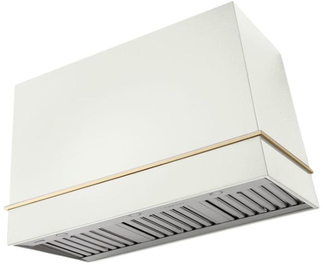 AGA Loge 48" White Wall Mounted Range Hood  with Polished Brass Trim-0