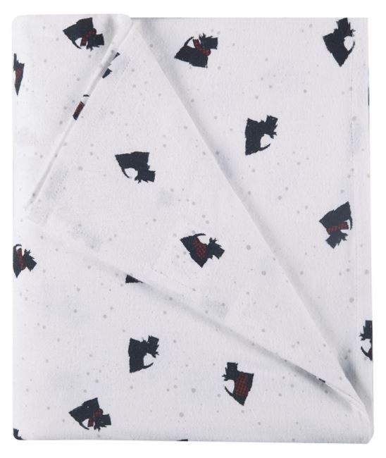 Olliix by Woolrich Flannel Black/White Scottie Dogs Full Cotton Sheet Set-1