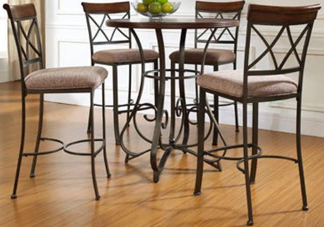 Powell® Hamilton 5-Piece Cherry/Matte Pewter Pub Table Set