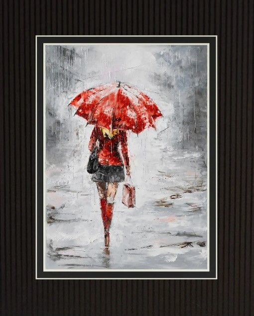 Classy Art City in the Rain I By Jolanta Kowalik Mirror Framed Wall Art-1