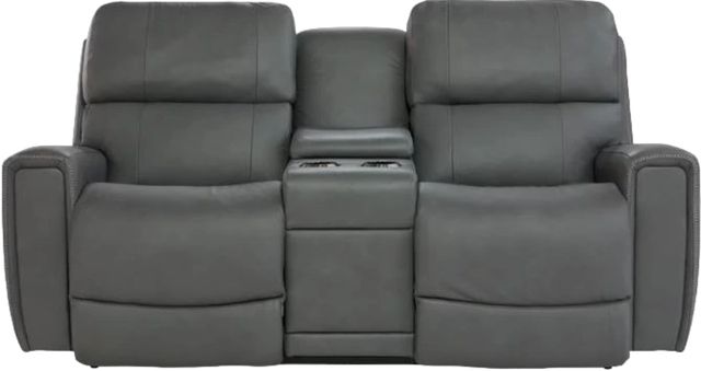 La-Z-Boy® Apollo Blue Grey Leather Power Reclining Loveseat with Console, Headrest, and Lumbar-1