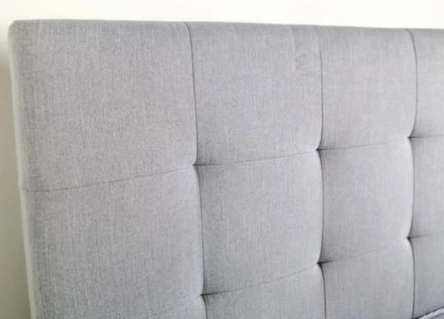 Bernards Eden Gray Upholstered Queen Panel Bed in a Box-2