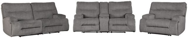 Benchcraft® Coombs 3-Piece Charcoal Living Room Set with Reclining Sofa-0