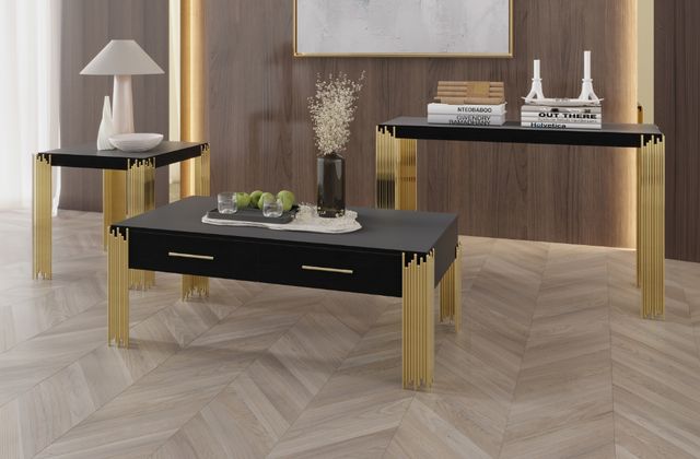 New Classic® Home Furnishings Empire Black Console Table with Gold Base-1
