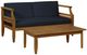 Linon Corolla 2-Piece Brown/Navy Acacia/Fabric Outdoor Conversation Set-0