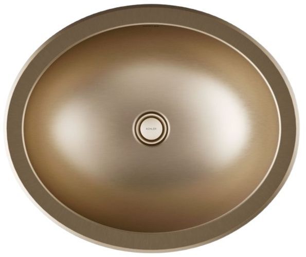 Kohler Bachata® Vibrant Brushed Bronze 20" Oval Drop-In/Undermount Bathroom Sink, No Overflow-1