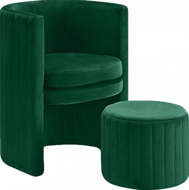 Meridian Furniture Selena Green Velvet Chair and Ottoman Set-0