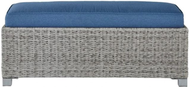 Signature Design by Ashley® Naples Beach Blue/Light Gray Fabric/Wicker Outdoor Bench-1