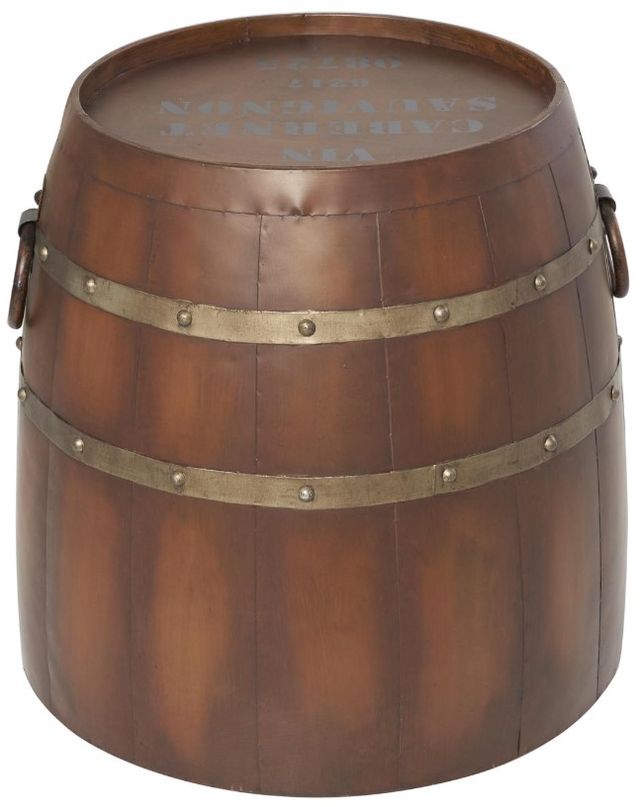 Deco Marche Brown Wine Barrel Accent Table-0