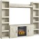 Signature Design by Ashley® Bellaby 4-Piece Whitewash Entertainment Center with Electric Fireplace Insert and Shelves-0