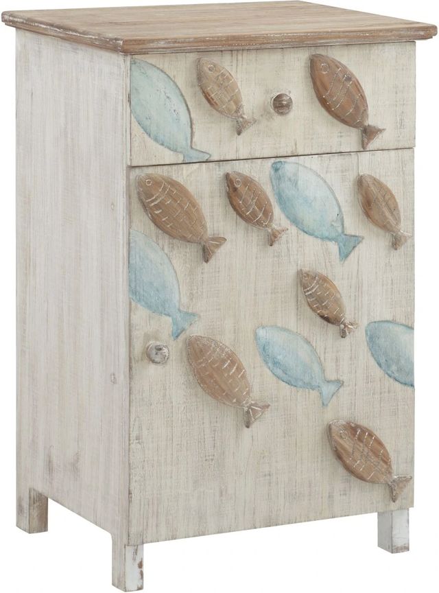 Powell® Caspian Weathered Natural Fish Side Table with Distressed White Wash Base-0