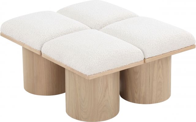 Meridian Furniture Pavilion 4-Piece Cream/Natural 31" Modular Bench Set-1