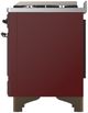 Ilve® Majestic III 36" Burgundy Pro Style Dual Fuel Liquid Propane Range with 6 Black Brass Burners and Burnished Trim-4