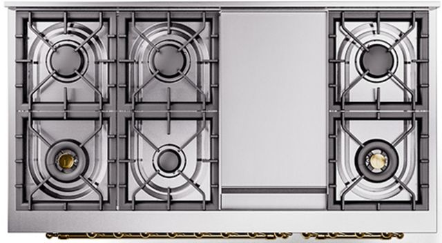 Ilve® Nostalgie II Series 48" Glossy Black Pro Style Dual Fuel Range-2