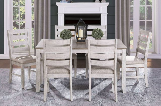 Homelegance® Ithaca Grayish White Dining Table with Brown Tabletop -1