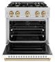 ZLINE Classic Series Autograph Edition 30" Stainless Steel Pro Style Gas Range with White Matte Door and Champagne Bronze Accents-4