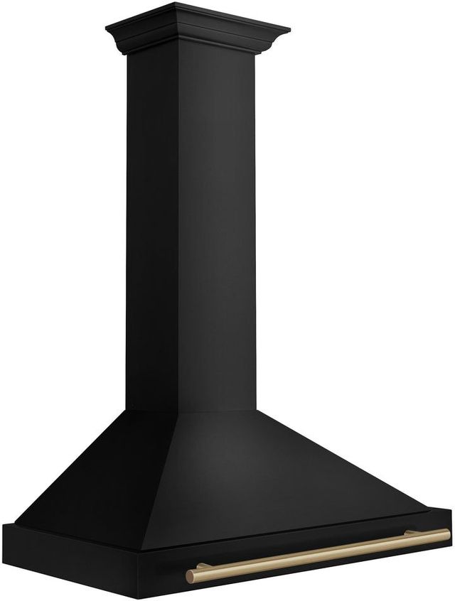 ZLINE Autograph Edition 36" Black Stainless Steel Wall Mounted Range Hood with Champagne Bronze Handle-3